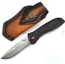 Folding Knife Damascus Steel & Maple Wood Handle #FK012