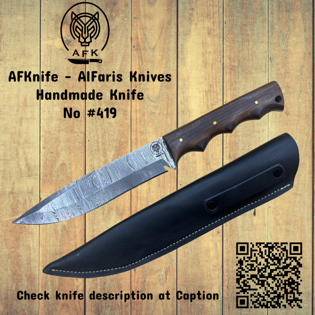 [419] Fixed Blade Straight Back Damascus Steel 1095 Knife #419