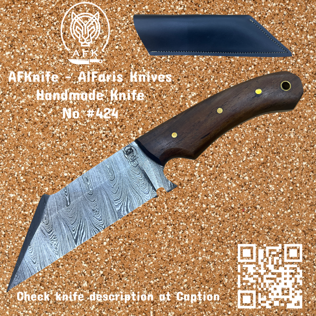 [424] Fixed Blade Damascus 1095 ( Sheepsfoot ) Knife #424