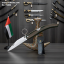 Folding Knife Okapi Stainless Steel 440c & Oak Wood Handle + Ring Lock Method + Drop Point Blade Style + Leather Sheath + 58-60 HRC No: FK023
