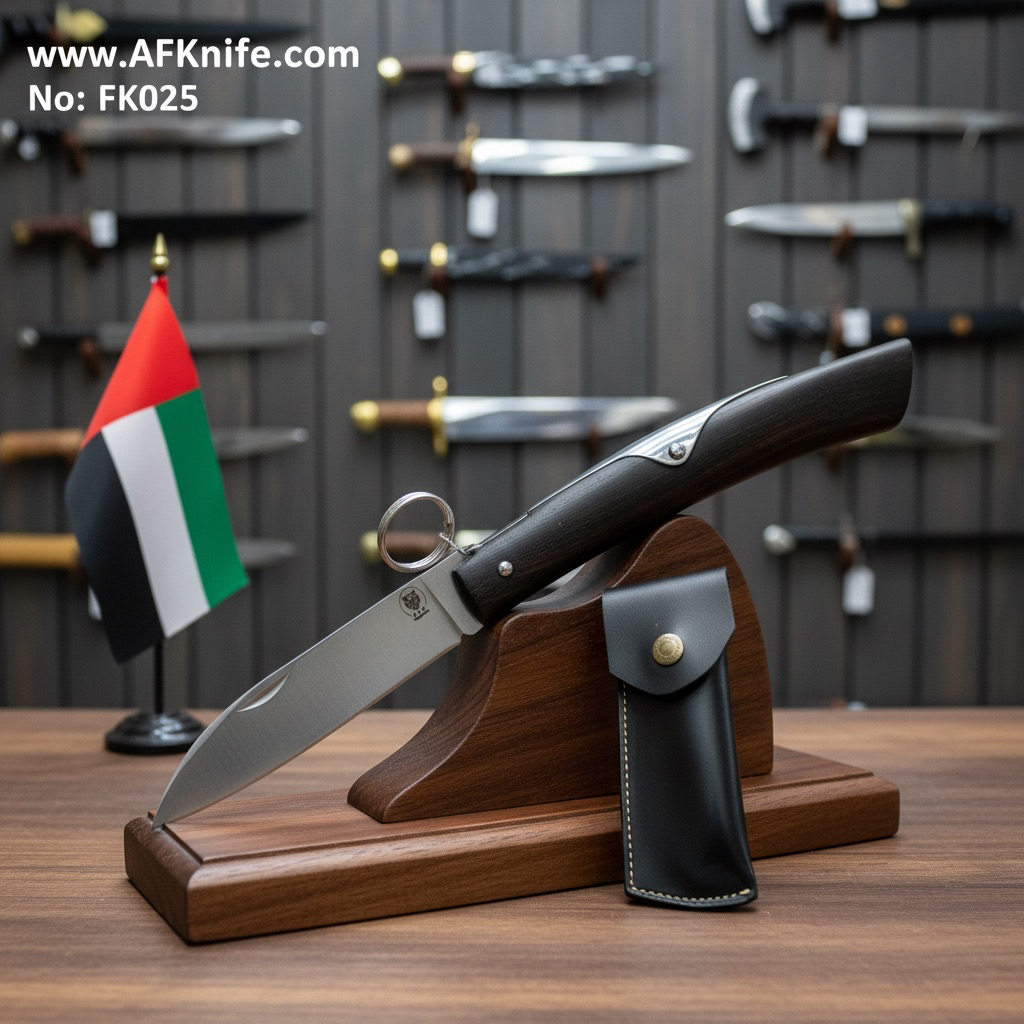 Folding Knife Okapi Stainless Steel 440C + Oak Wood Handle + Ring Lock Method + Wharncliffe Blade Style + Leather Sheath + 58-60 HRC No: FK025