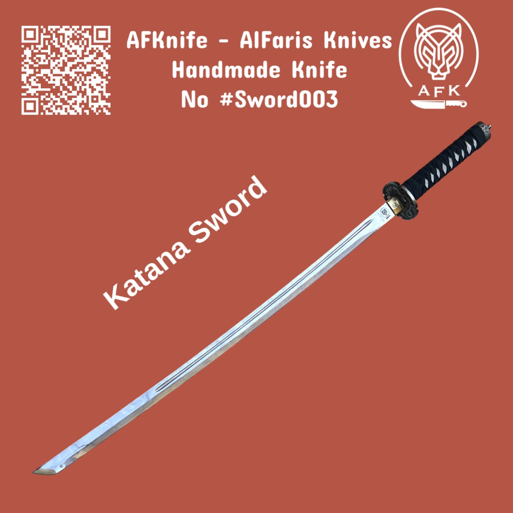 KATANA Sword J2 Stainless Steel Blade + Wood w/ Braid & Guard Handle + Leather Sheath - No:Sword003