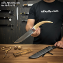 Fixed Blade Titanium Steel + Deer Horn w/ Gourd Handle + Leather Sheath + 59-61 HRC -Straight Back Style No: FB-274-TJ