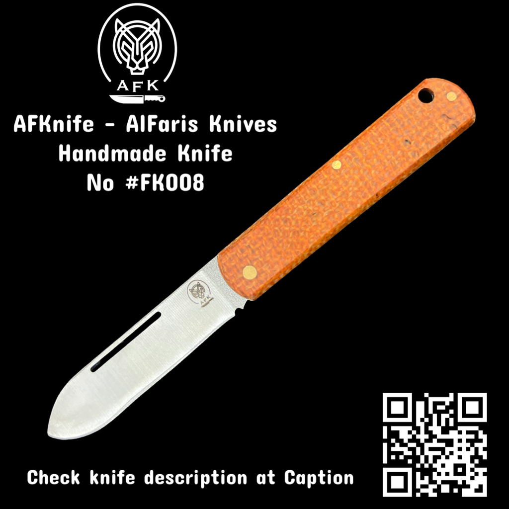 Folding Knife 1.4116 German Stainless Steel + Micarta Handle - Spear Point Style + 59 HRC No: FK008