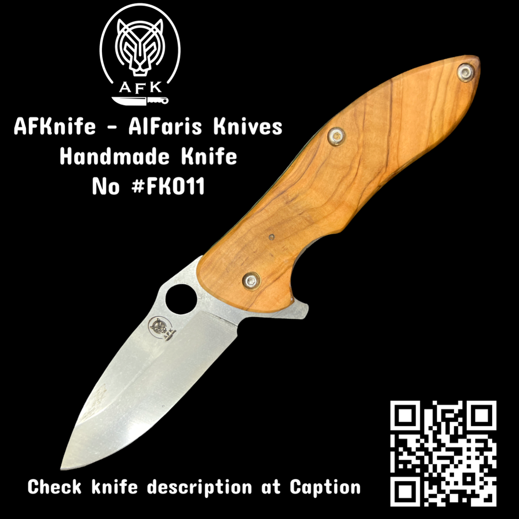 [FK011] Folding Knife N1.4034 Steel & Olive Wood Handle #FK011