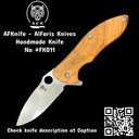 Folding Knife 1.4034 German Stainless Steel + Olive Wood Handle + Drop Point Style + 56-58 HRC No: FK011