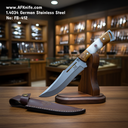 Fixed Blade 1.4034 German Stainless Steel + Olive Wood w/ Epoxy Handle + 58-59 HRC + Leather Sheath ( Bowie Style ) No: FB-412