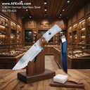 Fixed Blade Fixed Blade 1.4034 German Stainless Steel + Stabilized Olive w/ Epoxy Handle + 58-59 HRC + Leather Sheath - Drop Point Style No: FB-426
