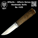 Fixed Blade PUUKKO Knife - 1.4034 German Stainless Steel + Walnut Wood w/ Epoxy Handle + Natural Scorpion ( At the End of the Handle ) +  Leather Sheath + 58-60 HRC ( Straight Back Style ) No: FB-435