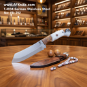 Fixed Blade 1.4034 German Stainless Steel + Stabilized Olive Wood & Epoxy Handle + Leather Sheath + 58-59 HRC - Sheepsfoot Style No: FB-392