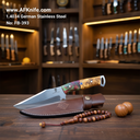Fixed Blade 1.4034 German Stainless Steel + Olive Wood w/ Epoxy Handle + 58-59 HRC + Leather Sheath ( Bowie Style ) No: FB-393
