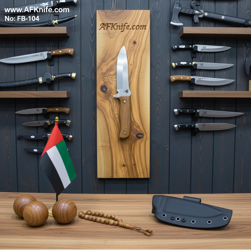 Fixed Blade - Carbon Steel 1095 + Wood Handle + Kydex Sheath + 58-59 HRC - Drop Point Style No: FB-104