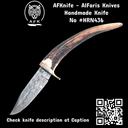 Fixed Blade Clip Point ( Damascus 1095 ) + ( Deer Horn Handle ) Knife #HRN436