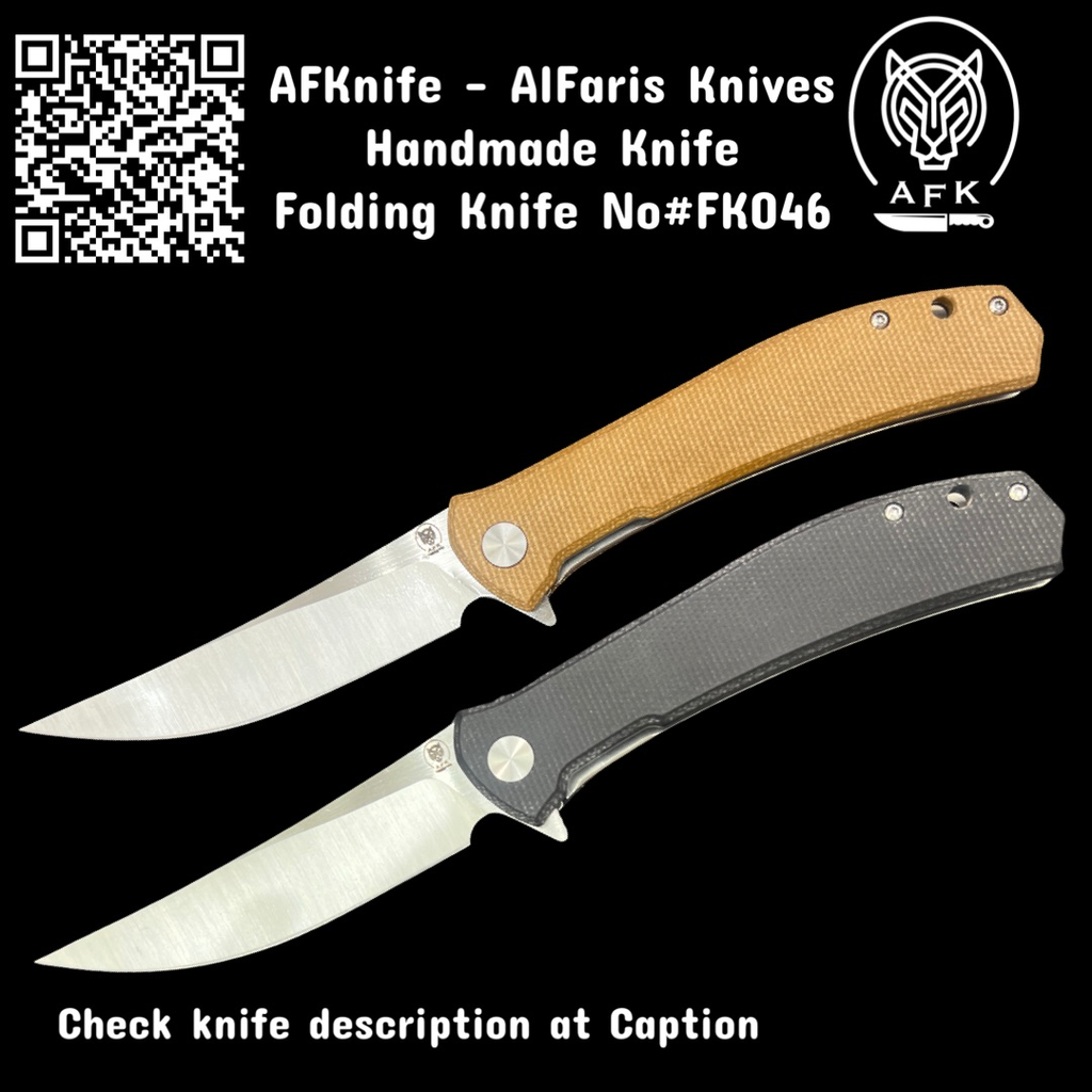 Folding Knife D2 Tool Steel + Micarta Handle + Persian Blade Style + 58-60 HRC No: FK046