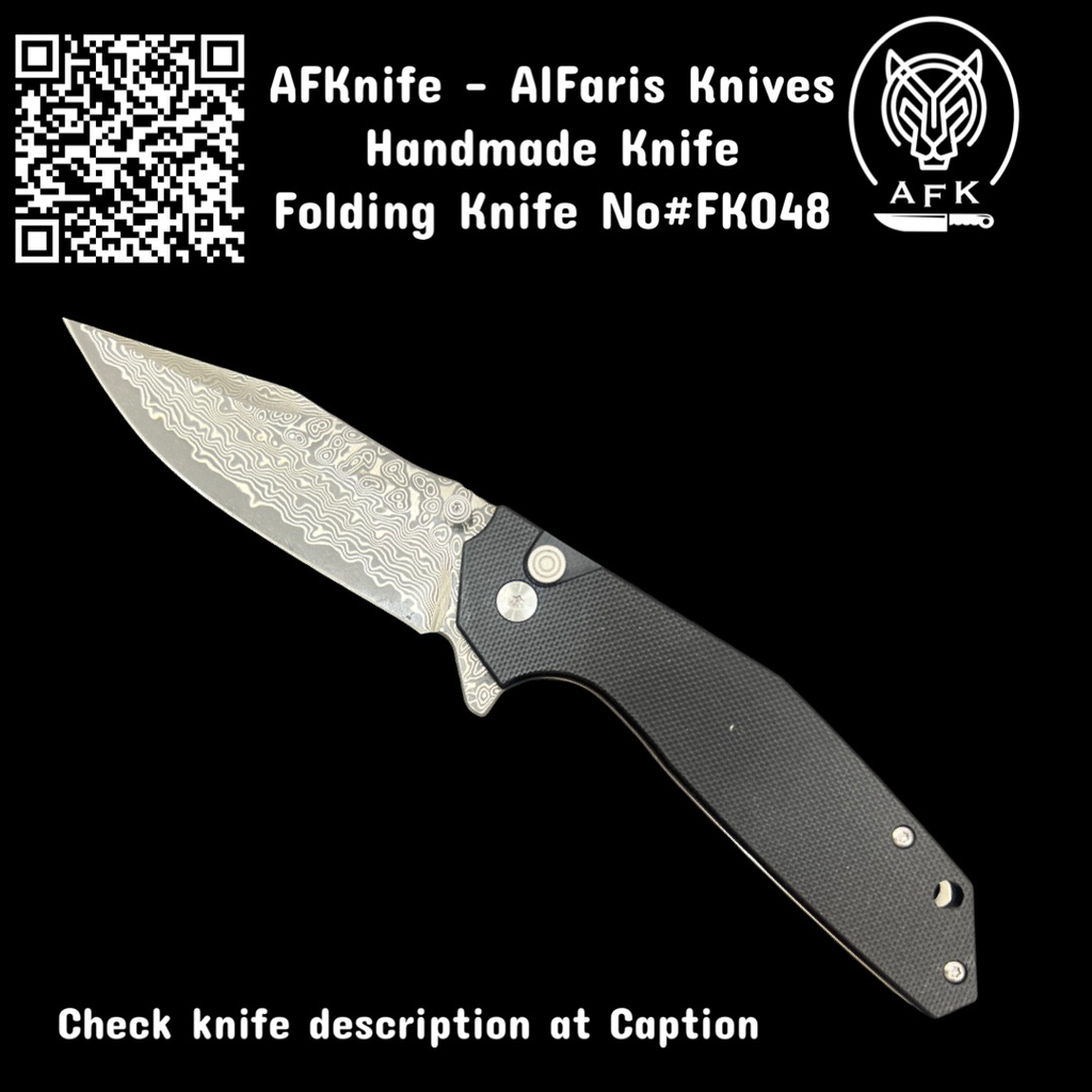 [AL-XR14-FK048] Folding Knife Drop Point Damascus VG10 & G10 Handle #FK048