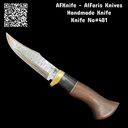 Fixed Blade Bowie Knife - Copper Damascus 1095 - Rose Wood & Copper Guard Handle - Leather Sheath No: FB-481