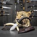 Fixed Blad Nessmuk Knife, Stainless Steel 440C Blade, Deer Horn and Guard Handle, Leather Sheath, 57-58 HRC, NESSMUK Style No: FB-483