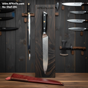Chef's (kitchen) Damascus VG10 + G10 Handle + Leather Sheath + 58-60 HRC - ( Slicing Style ) No: Chef-284