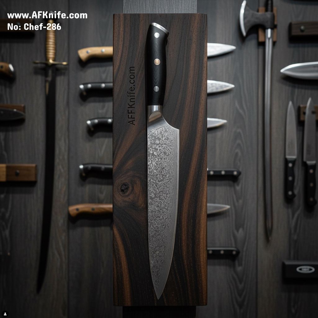 Chef's (kitchen) Damascus VG10 - G10 Handle + 58-60 HRC - ( Butcher Style ) No: Chef-286