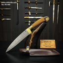 Fixed Blad Bishk - Damascus Steel 1095, Carbon Steel 1095, Carbon Steel 1095 ( Mosaic ), Micarta Handle Covered w/ Copper Wire & Guard, 58-59 HRC, Drop Point Style FB-490