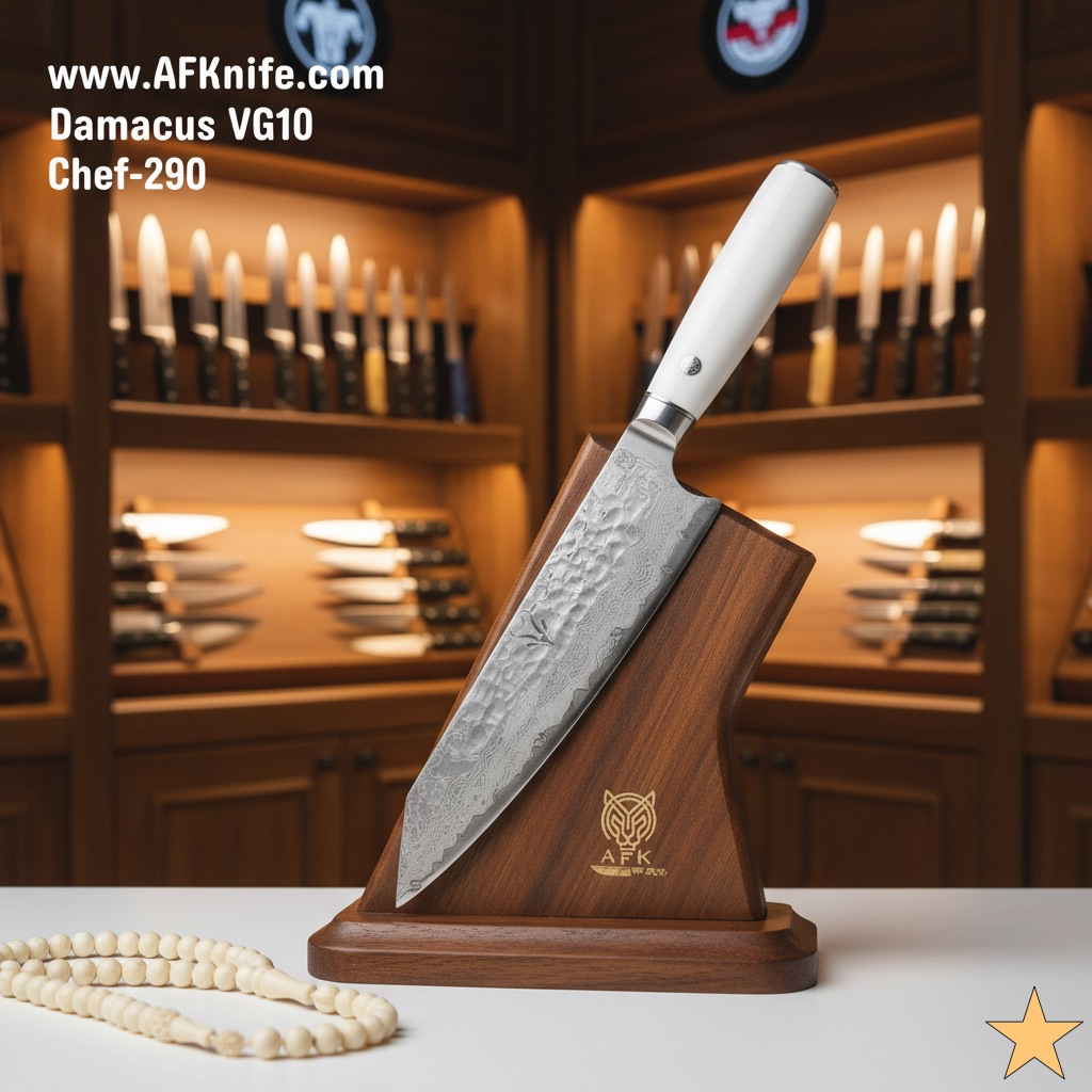 Chef's (kitchen) Damascus VG10 + ABS Handle + 58-60 HRC - ( Kiritsuke Style ) No: Chef-290
