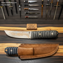 Fixed Blade - Copper Carbon Steel 1095 Blade + Micarta Handle + Leather Sheath + 57-59 HRC - Tanto Style No: FB-500