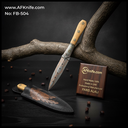 Fixed Blade Double Edge Knife, Copper Damascus 1095 ( Cu Mai ), Olive Wood w/ Copper Guard w/ G10 Spacer Handle, Leather Sheath + 58-60 HRC -  ( Spear Point Style ) No: FB-504