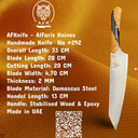 Chef's (kitchen) Damascus Steel + Stabilized Wood & Epoxy Handle + 58-62 HRC ( Bunka Style ) No: Chef-292