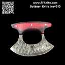 Fixed Blade Damascus 1095 Stabilized Colored Wood Handel ( ULU ) Knife #510