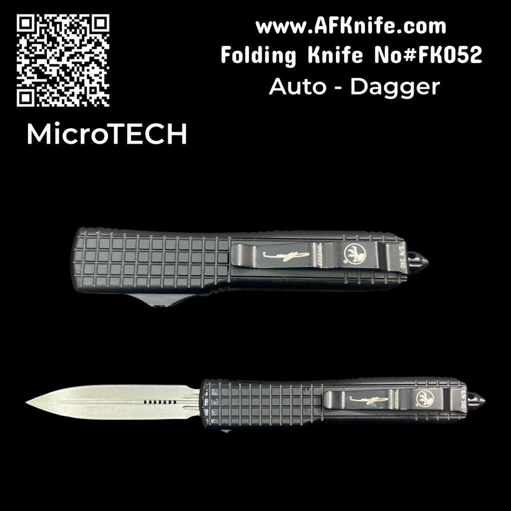 [UT14-Dagger-FK052] سكين مايكروتك أوتوماتيك القفل والفتح - معدن ( ٥سي آر ١٥  ستانلس ستيل ) مقبض ( المنيوم ) غمد ( نايلون ) رقم فك٠٥١