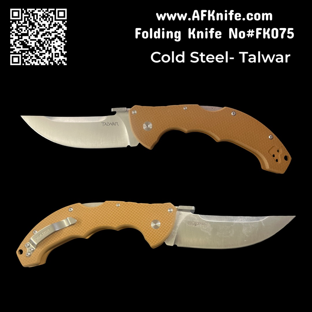 Folding Knife Cold Steel Talwar PLAIN EDGE S35VN Tri-Ad Knife (4" Satin) 21TTL  No: FK075