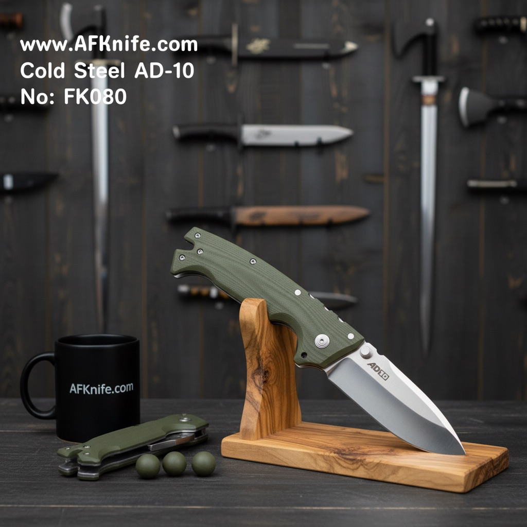 [CS-AD10-Green-FK080] سكين مطوية ( جيب ) جولد ستيل أد-١٠ - معدن ( سي بي إم - اس٣٥في إن ) مقبض ( جي ١٠ ) رفم فك٠٨٠