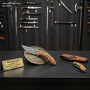 Folding Knife Damascus VG10 + Clip Point Blade Style + Shadow Wood Handle + Leather Sheath + 59-60 HRC No: FK093