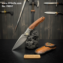 Folding Knife CPM D2 ( Stone Washed ) + Walnut Wood & Aluminium Bolster Handle + Liner Lock Method + 59-60 HRC - Drop Point Style No: FK097