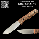 Fixed Blade BENCHMADE CPM-S90V ( StoneWash ), Drop point, Richlite handles with orange G10 spacers #513