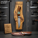 Fixed Blade Wootz Steel, Mammoth Tooth Stone, Desert Iron Wood & Guard Handle, Leather Sheath, 58-60 HRC, Clip Point Style Knife No: FB-518