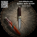 Fixed Blade Wootz - high carbon crucible steel + Ebony Wood w/ Mammoth Tooth Stone Handle + Leather Sheath + 60 HRC - Drop Point Style No: FB-519