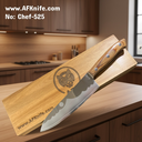 Chef's (kitchen) Carbon Steel 1095 w/ a Titanium Nitride Coating + Acacia Wood Handle + Acacia Box + 58-62 HRC - ( Gyuto Style ) No: Chef-050 ( 525 )