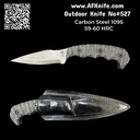 Fixed Blade Carbon Steel 1095 ( StoneWash ) + Micarta Handle + Leather Sheath + 58-60 HRC - Skinner Style No: FB-527