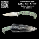 Fixed Blade Carbon Steel 1095 ( StoneWash ) + G10 Handle + Leather Sheath + 58-60 HRC - Skinner Style No: FB-528