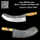 Chef's (kitchen) Carbon Steel 1095 - Olive Wood & Copper Handle & Leather Sheath Big Blade Kitchen Cleaver ( Mincing Knife ) No: Chef-529