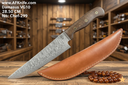 Chef's knives Damascus VG10 + Micarta Handle + Leather Sheath + 58-60 HRC  No: Chef-299