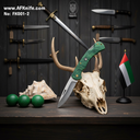 Folding Knife 1.4116 German Stainless Steel + Epoxy Green Handle - Drop Point Style - 58-59 HRC No: FK001-2