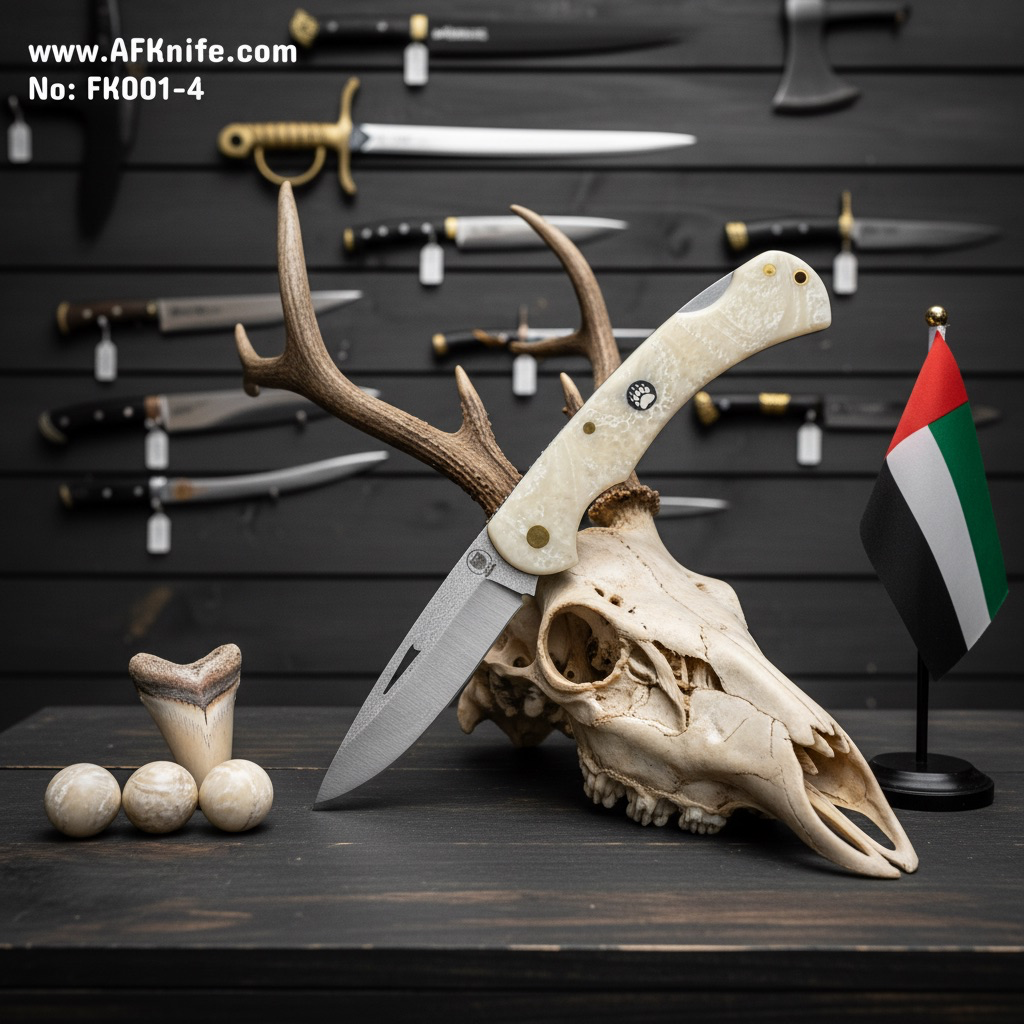 Folding Knife 1.4116 German Stainless Steel + Epoxy White Handle - Drop Point Style - 58-59 HRC No: FK001-4