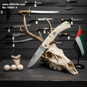 Folding Knife 1.4116 German Stainless Steel + Epoxy White Handle - Drop Point Style - 58-59 HRC No: FK001-4