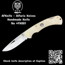 Folding Knife 1.4116 German Stainless Steel + Epoxy White Handle - Drop Point Style - 58-59 HRC No: FK001-4
