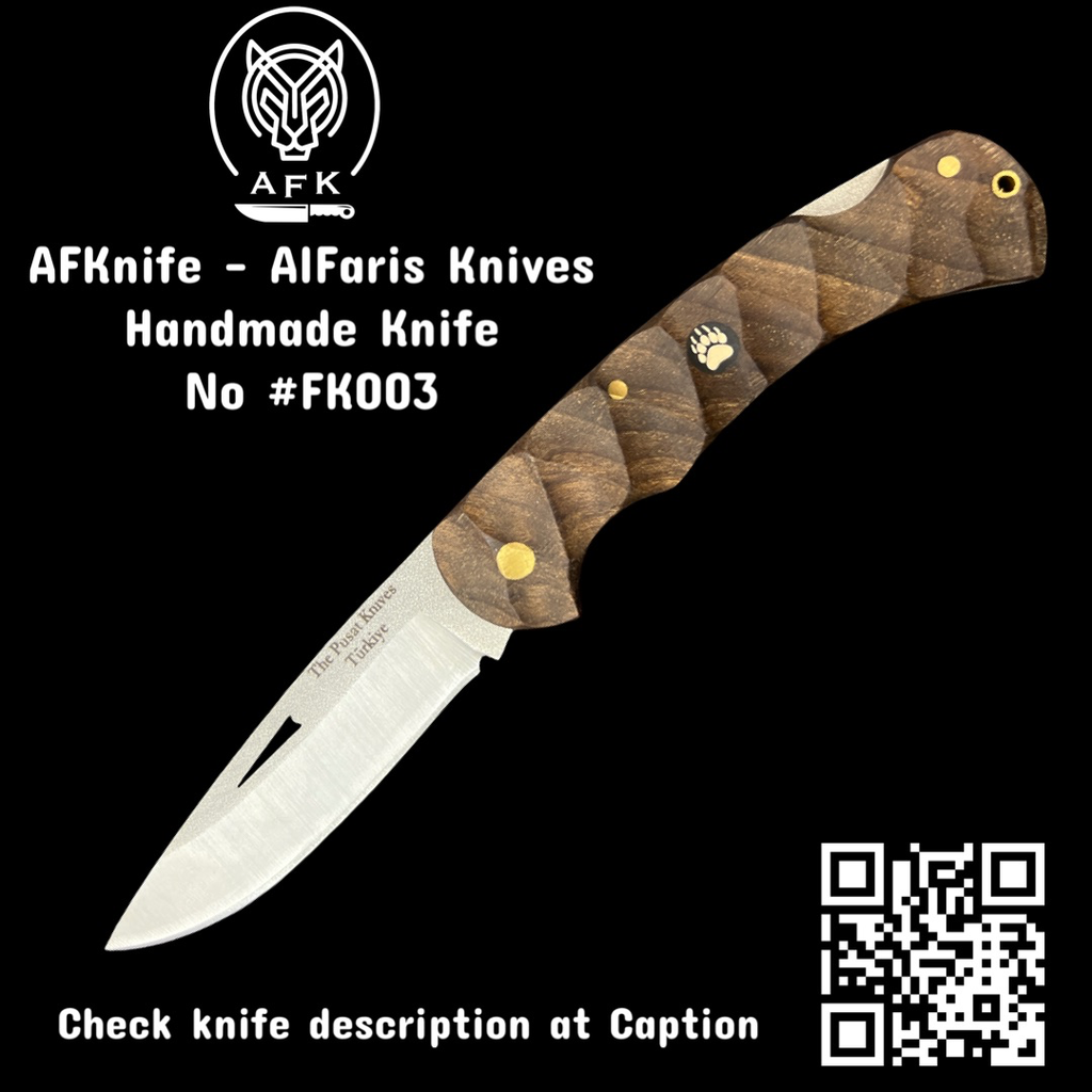 [FK003-1] Folding Knife N1.4116 Steel & Walnut Wood  #FK003-1