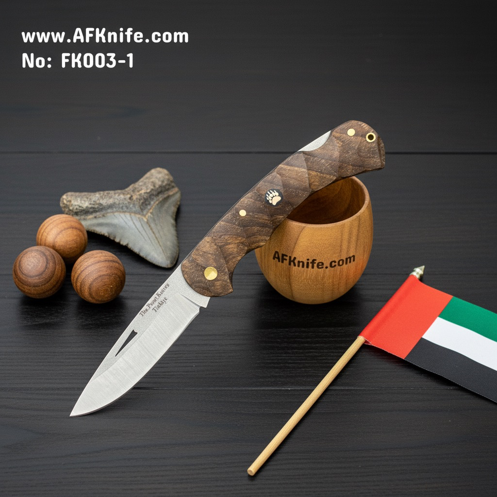 [Walnut-FK003-1] سكين مطوية ( سكين جيب ) - معدن ( إن ١٫٤١١٦  ستيل ) - مقبض ( خشب الجوز ) رقم  فك٠٠٣-١
