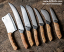 Chef's (kitchen) Set of 8 Pcs - Butcher knives - VG10 Stainless Steel + Olive Wood Handle + Leather Sheath + 59-60 HRC No: Chef-KitSet007