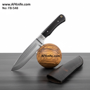 Fixed Blade Full-Tang knife - VG10 Stainless Steel, Buffalo Horn w/ Steel Guard Handle, 57-58 HRC, Leather Sheath ( Drop Point Style ) No: FB-548